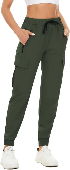 NEYOUQE Women's Hiking Quick Dry Sports Running Pants Solid Color Casual Sweatpants Fitness with Pockets Summer Jogging Yoga