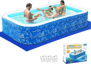 nflatable Swimming Pool for Kids and Adults- 118" x 68" x 22" Family Full-Sized Blow Up Pools for Kids-Thickened Durable Above Ground Swimming Pool Backyard Lawn, Summer Party Outdoor and Indoor
