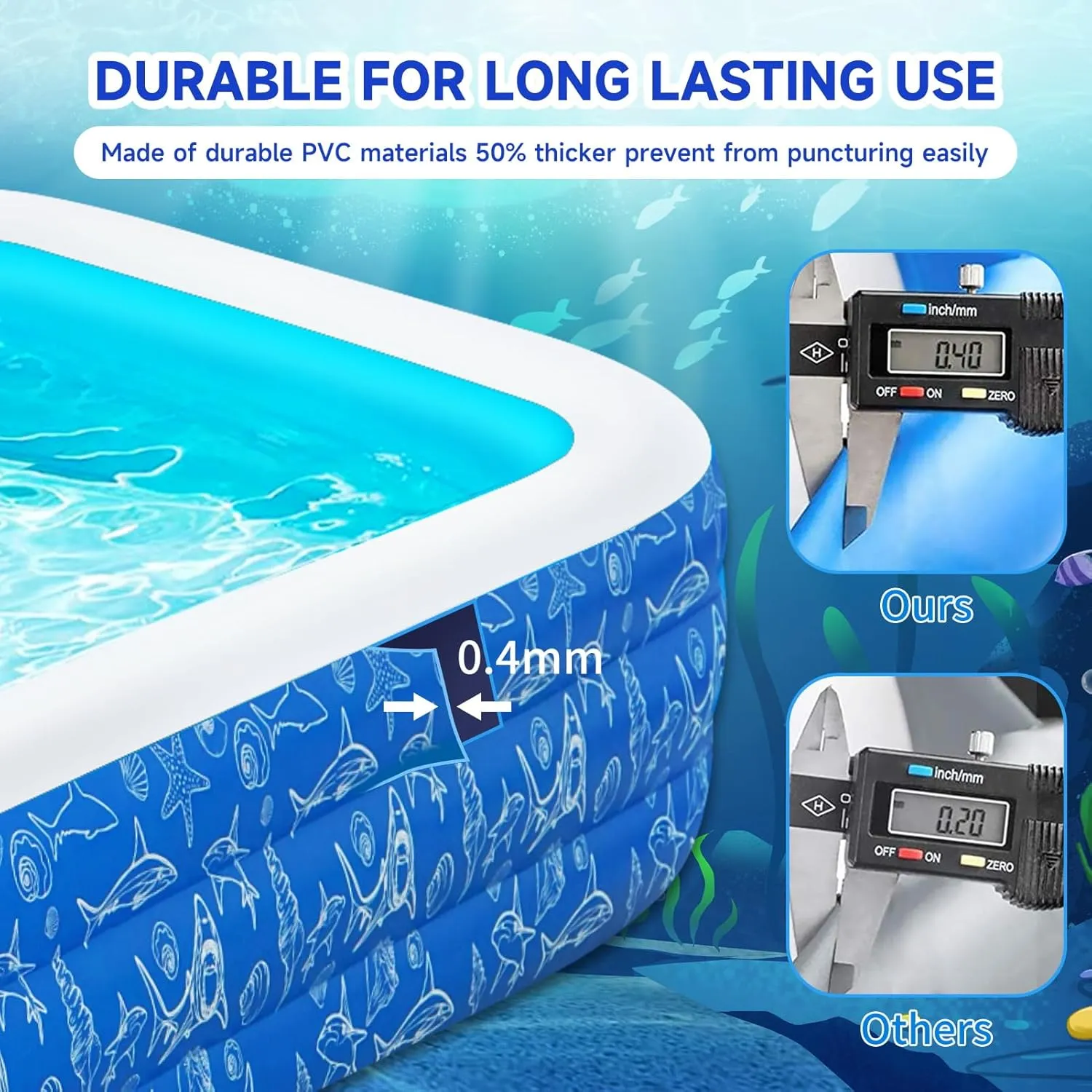 nflatable Swimming Pool for Kids and Adults- 118" x 68" x 22" Family Full-Sized Blow Up Pools for Kids-Thickened Durable Above Ground Swimming Pool Backyard Lawn, Summer Party Outdoor and Indoor