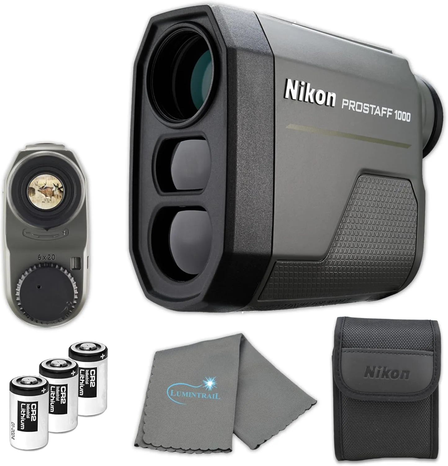 Nikon Prostaff Laser Rangefinder Bundle with 3 CR2 Batteries and Cleaning Cloth