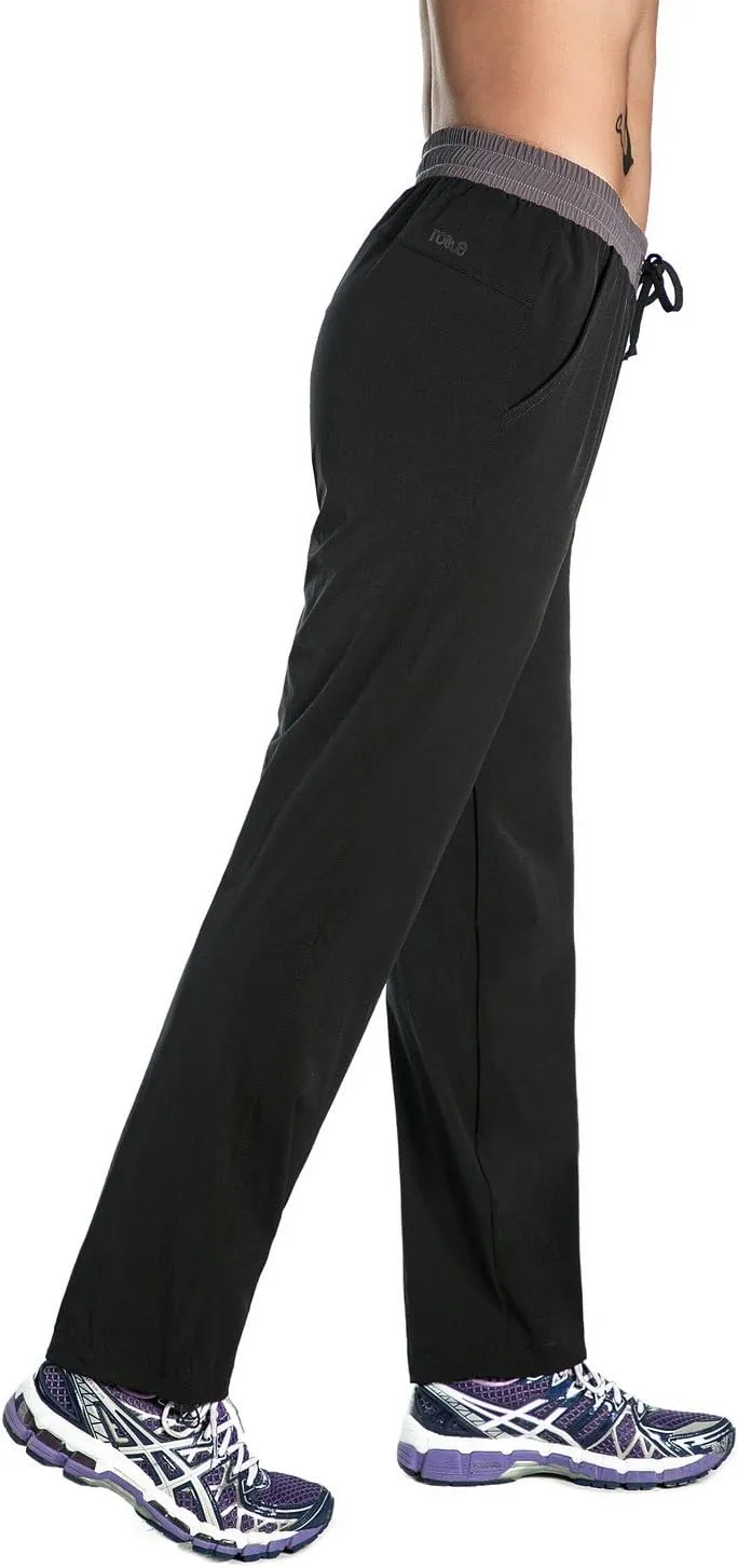 Nonwe Women's Quick Drying Hiking Pants Lightweight Drawstring Joggers with Pockets Elastic Waist Pants