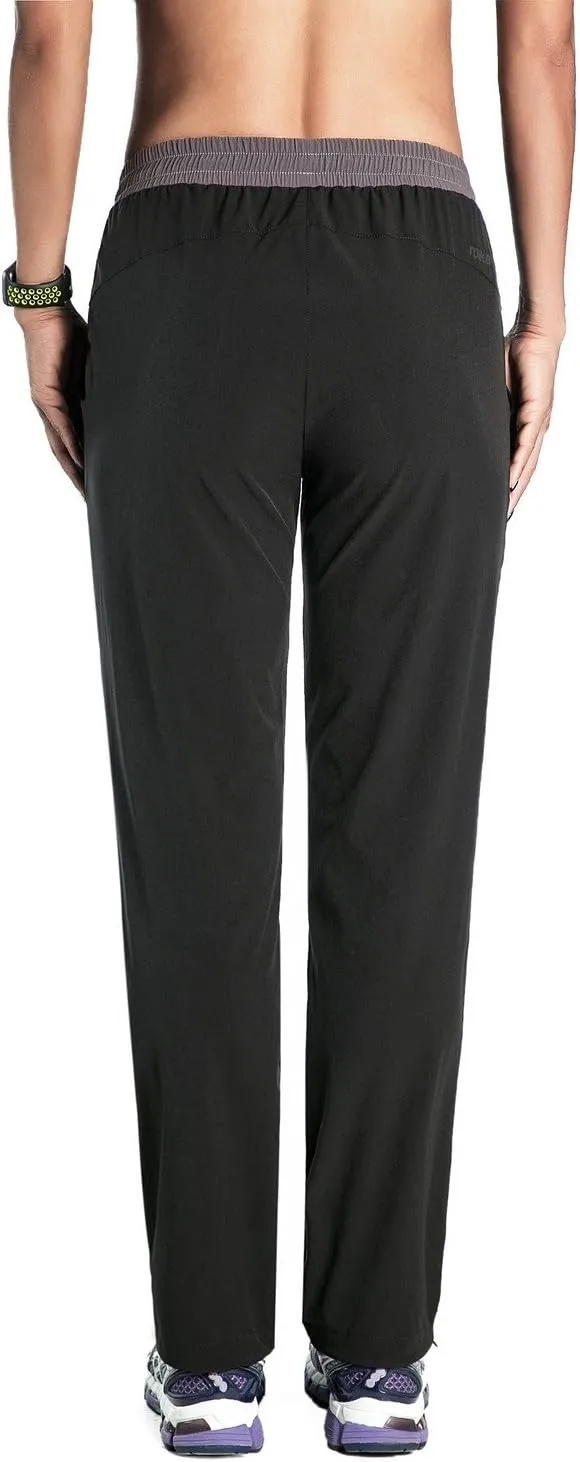 Nonwe Women's Quick Drying Hiking Pants Lightweight Drawstring Joggers with Pockets Elastic Waist Pants