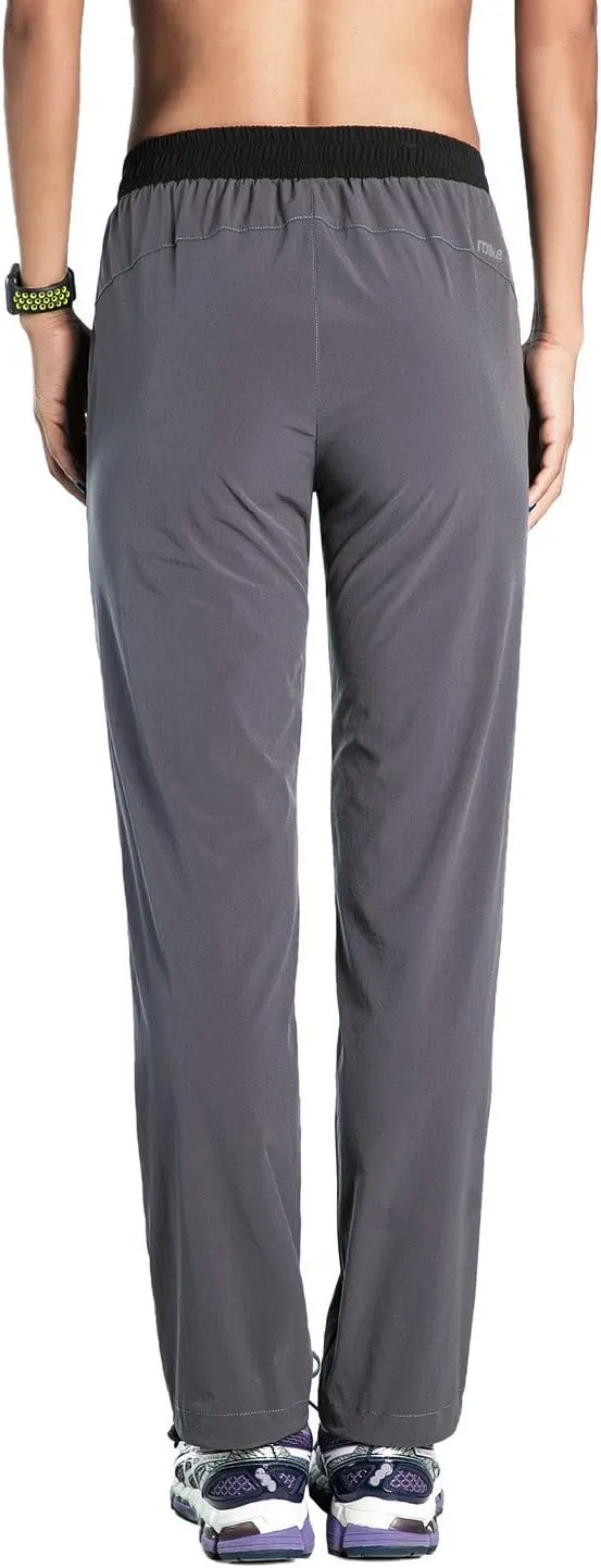 Nonwe Women's Quick Drying Hiking Pants Lightweight Drawstring Joggers with Pockets Elastic Waist Pants