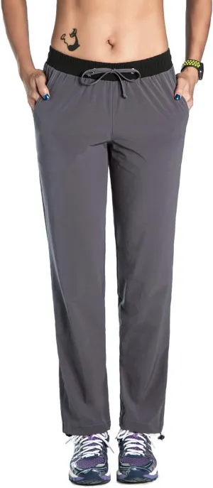 Nonwe Women's Quick Drying Hiking Pants Lightweight Drawstring Joggers with Pockets Elastic Waist Pants