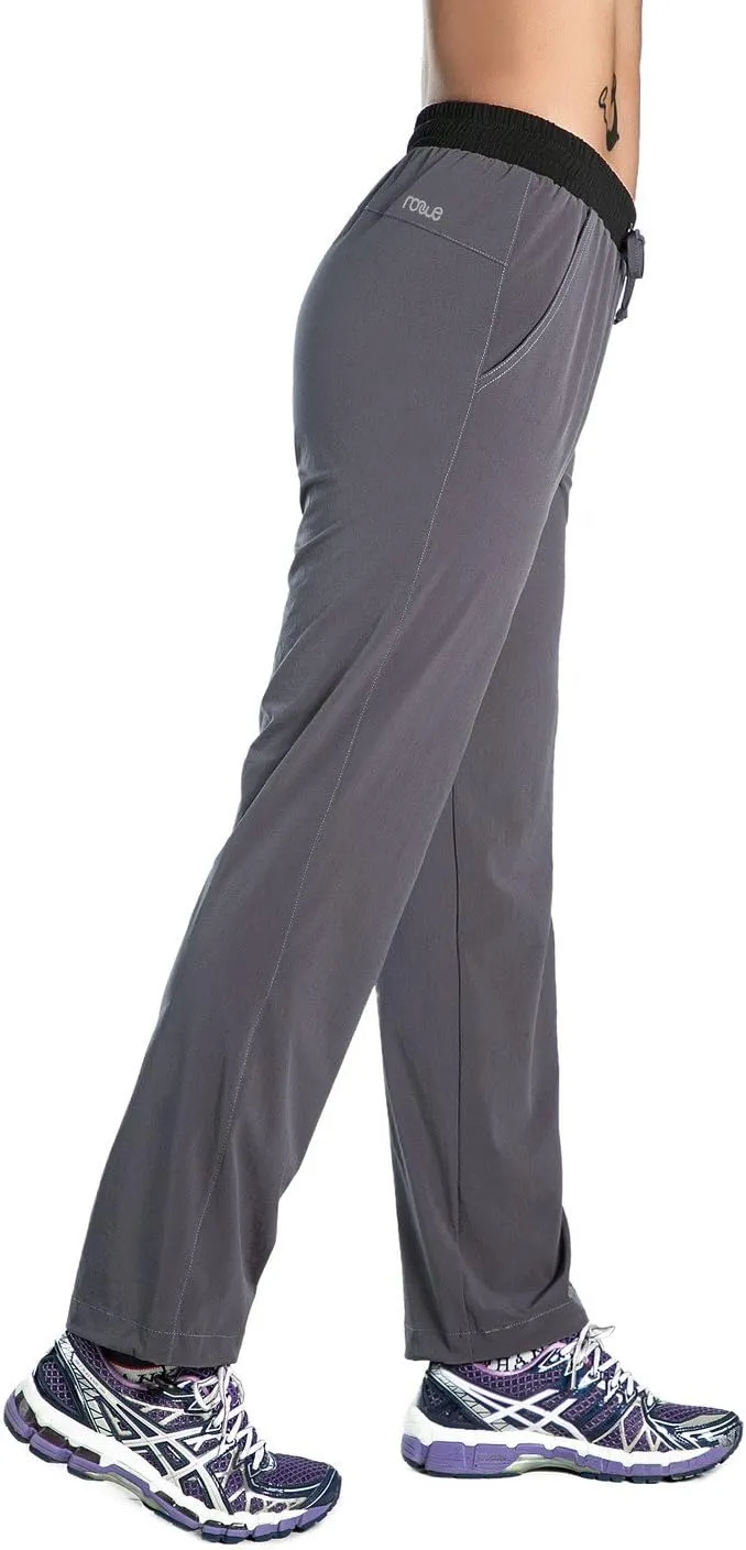 Nonwe Women's Quick Drying Hiking Pants Lightweight Drawstring Joggers with Pockets Elastic Waist Pants