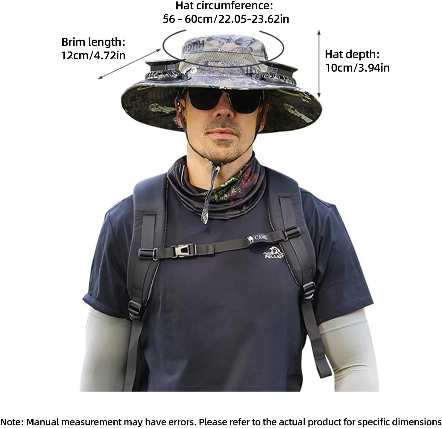 Nryvexa Hat with Fans Solar Power Solar Fan Hat for Men Women UPF 50  Outdoor Hiking Camping Fishing Hat