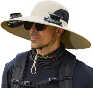 Nryvexa Hat with Fans Solar Power Solar Fan Hat for Men Women UPF 50  Outdoor Hiking Camping Fishing Hat