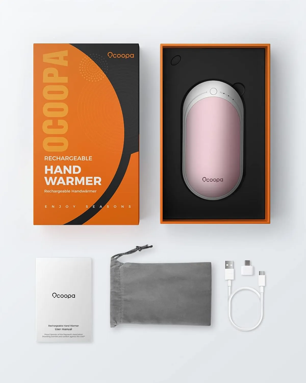 OCOOPA HotPal Rechargeable Hand Warmer, Electric Handwarmer,Portable Pocket Heater, Heat Therapy Great for Raynauds, Hunting, Golf, Camping, Women Mens Gifts