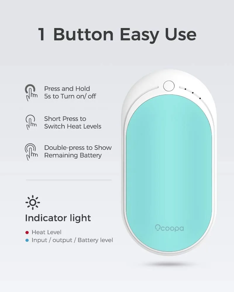 OCOOPA HotPal Rechargeable Hand Warmer, Electric Handwarmer,Portable Pocket Heater, Heat Therapy Great for Raynauds, Hunting, Golf, Camping, Women Mens Gifts
