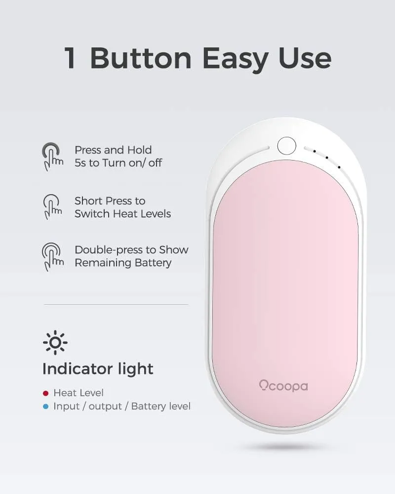 OCOOPA HotPal Rechargeable Hand Warmer, Electric Handwarmer,Portable Pocket Heater, Heat Therapy Great for Raynauds, Hunting, Golf, Camping, Women Mens Gifts
