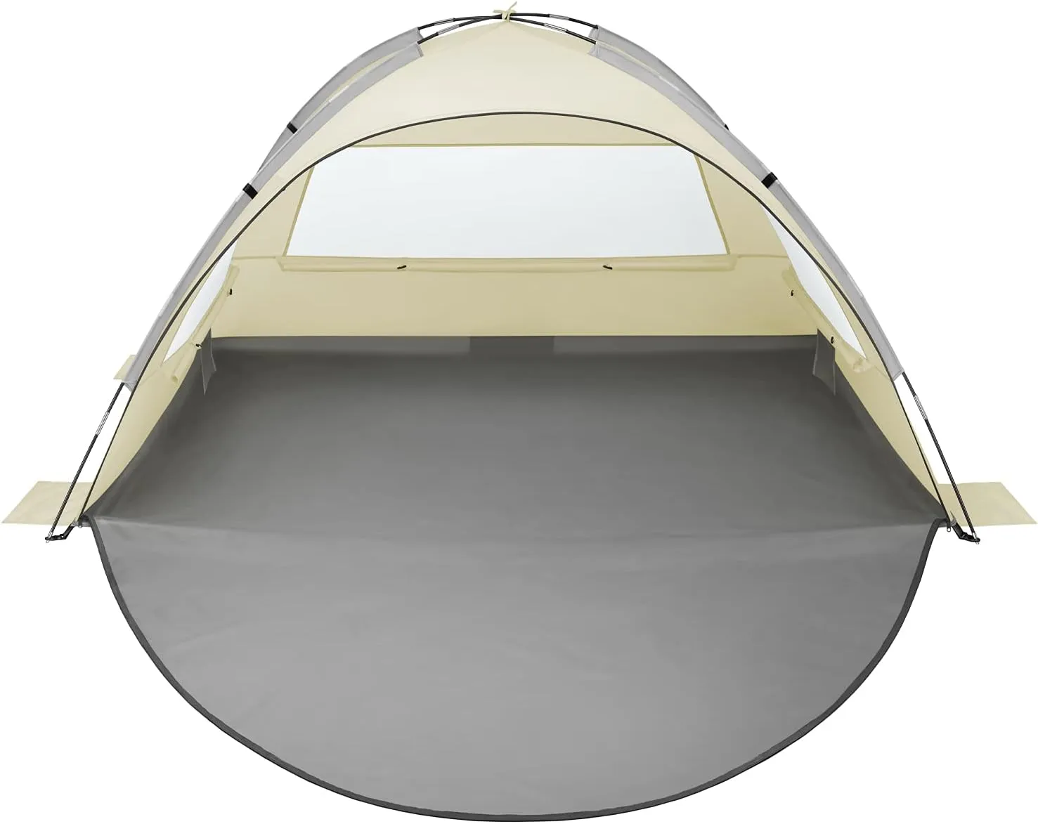 Oileus Beach Tent 2-3 Person Portable Sun Shade Shelter UV Protection, Extended Floor Ventilating Mesh Roll Up Windows Carrying Bag Stakes 6 Sand Pockets Fishing Hiking Camping, Khaki