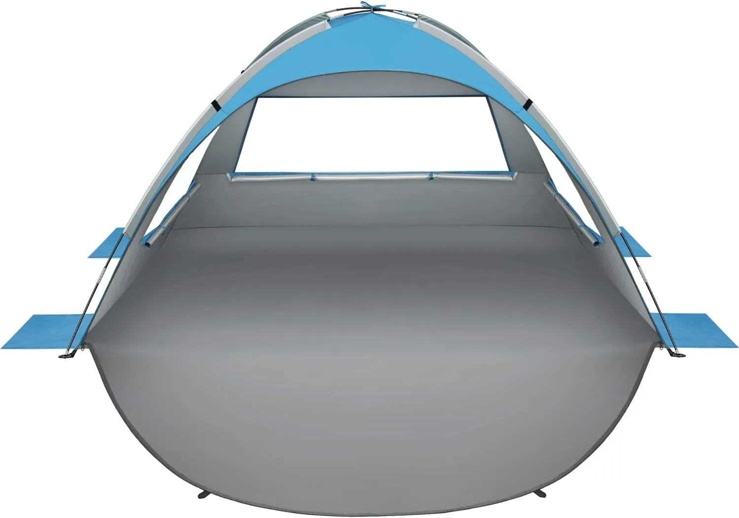 Oileus Beach Tent 2-3 Person Portable Sun Shade Shelter UV Protection, Extended Floor Ventilating Mesh Roll Up Windows Carrying Bag Stakes 6 Sand Pockets Fishing Hiking Camping,Blue