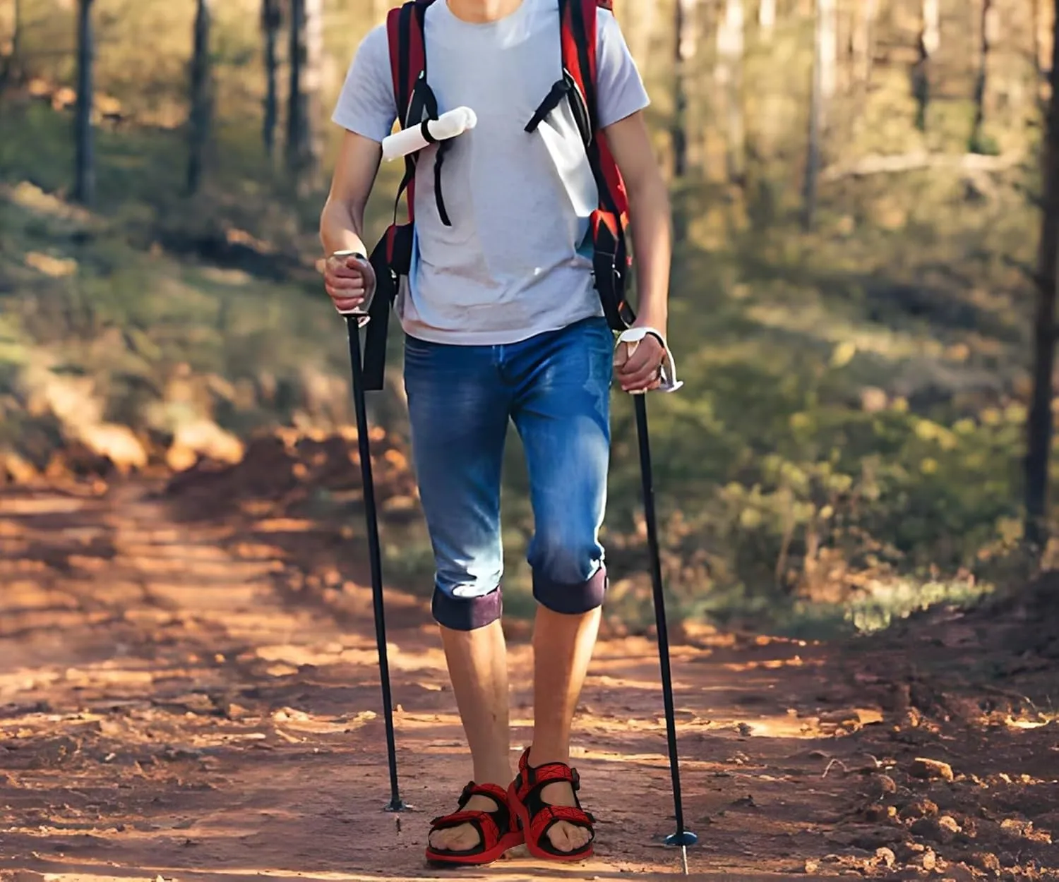 ONCAI Hiking Sandals for Men Arch Support Walking Breathable Mesh Beach Sandalias and Orthopedic Man Recovery Sports Sandles with Adjustable Strap