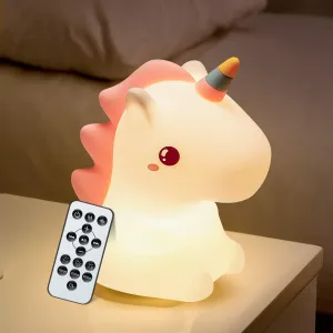 One Fire [Sound Machine] Unicorn Night Light for Kids,16 Colors Silicone Kids Night Lights for Bedroom,10 White Noise Baby Night Light, Remote   Timer Cute Night Light Lamp, Rechargeable Unicorn Lamp