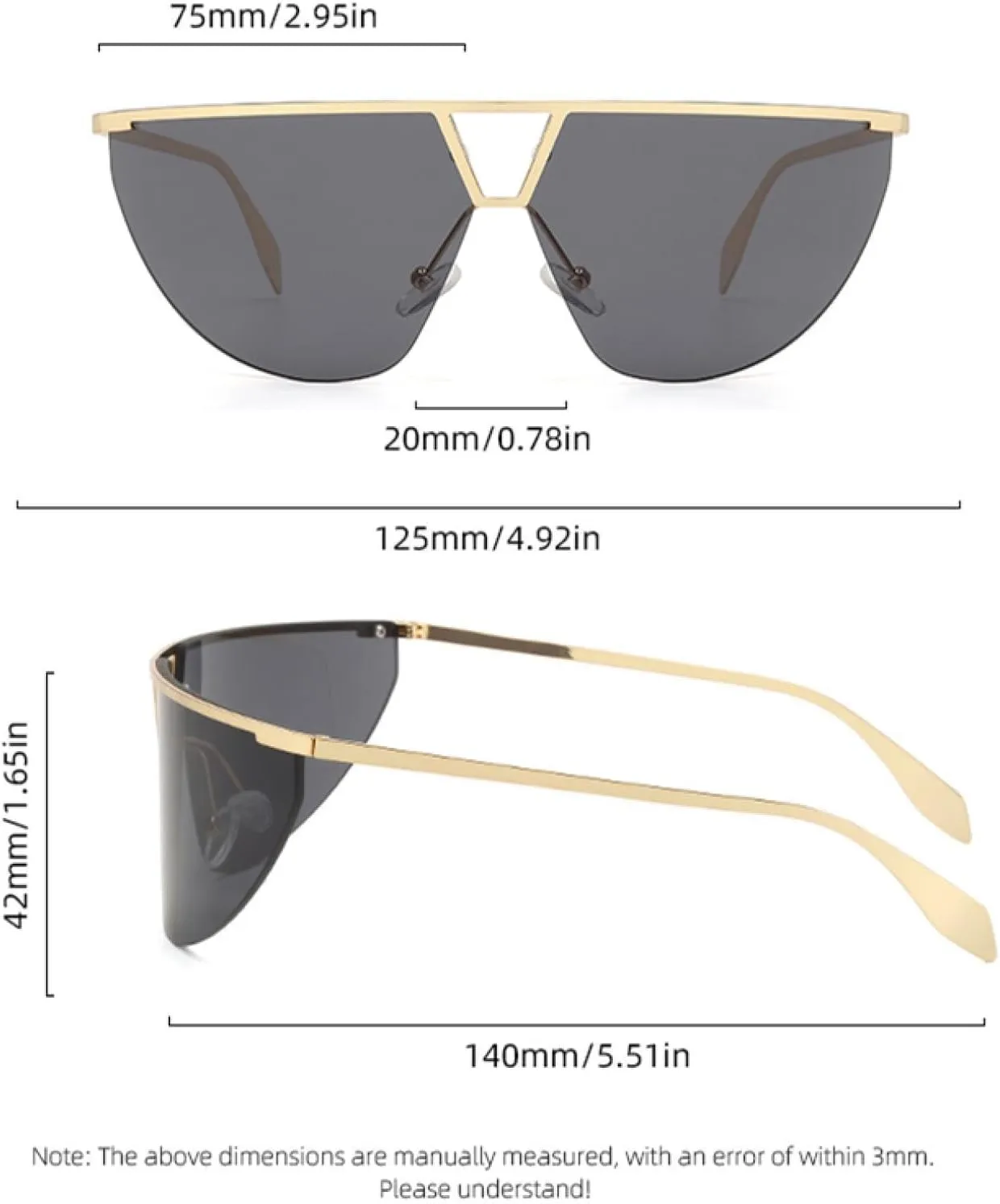 One-piece Fashion Glasses for Women Men Wrap Around Semi Rimless Glasses for Cycling Beach Party