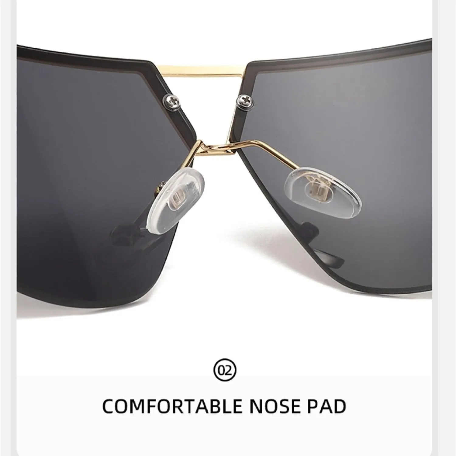 One-piece Fashion Glasses for Women Men Wrap Around Semi Rimless Glasses for Cycling Beach Party