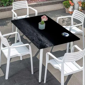 OOzie Black Grey Blue Tablecloth Elastic Edge Fitted Space Planet Earth in Solar System Wooden Boards Oil Proof Waterproof Tablecloth for Picnic Party Earth Fits up 4 Foot Tables