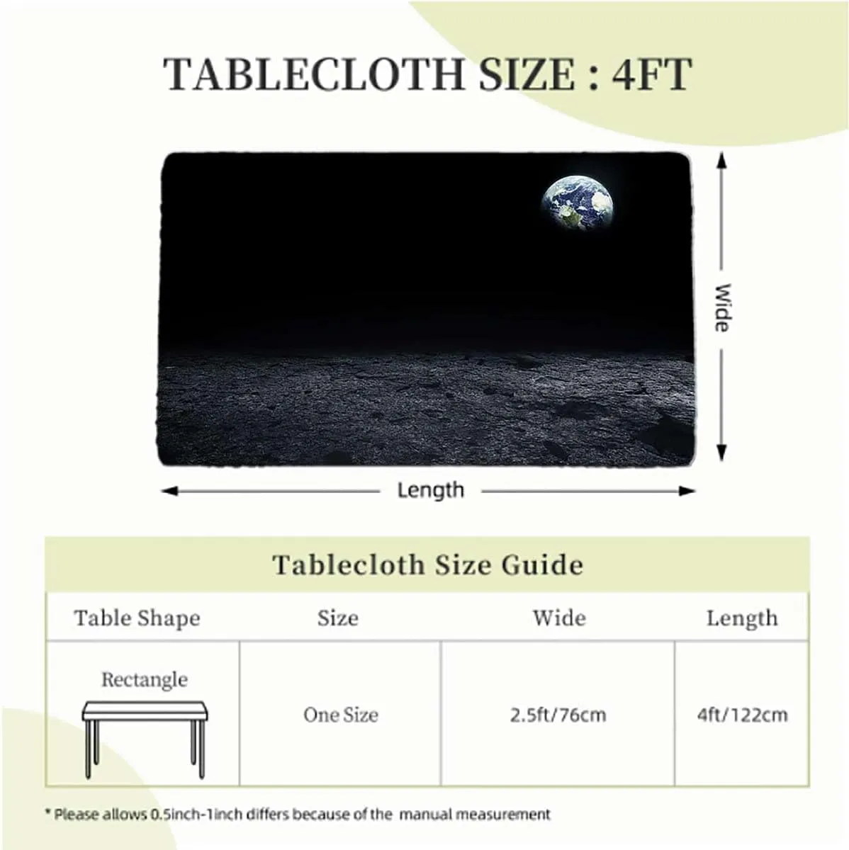 OOzie Black Grey Blue Tablecloth Elastic Edge Fitted Space Planet Earth in Solar System Wooden Boards Oil Proof Waterproof Tablecloth for Picnic Party Earth Fits up 4 Foot Tables