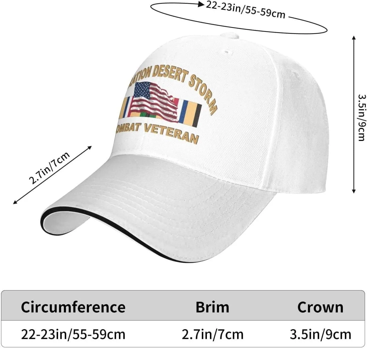Operation Desert Storm Combat Veteran Adjustable Baseball Cap for Men Women - Casquette