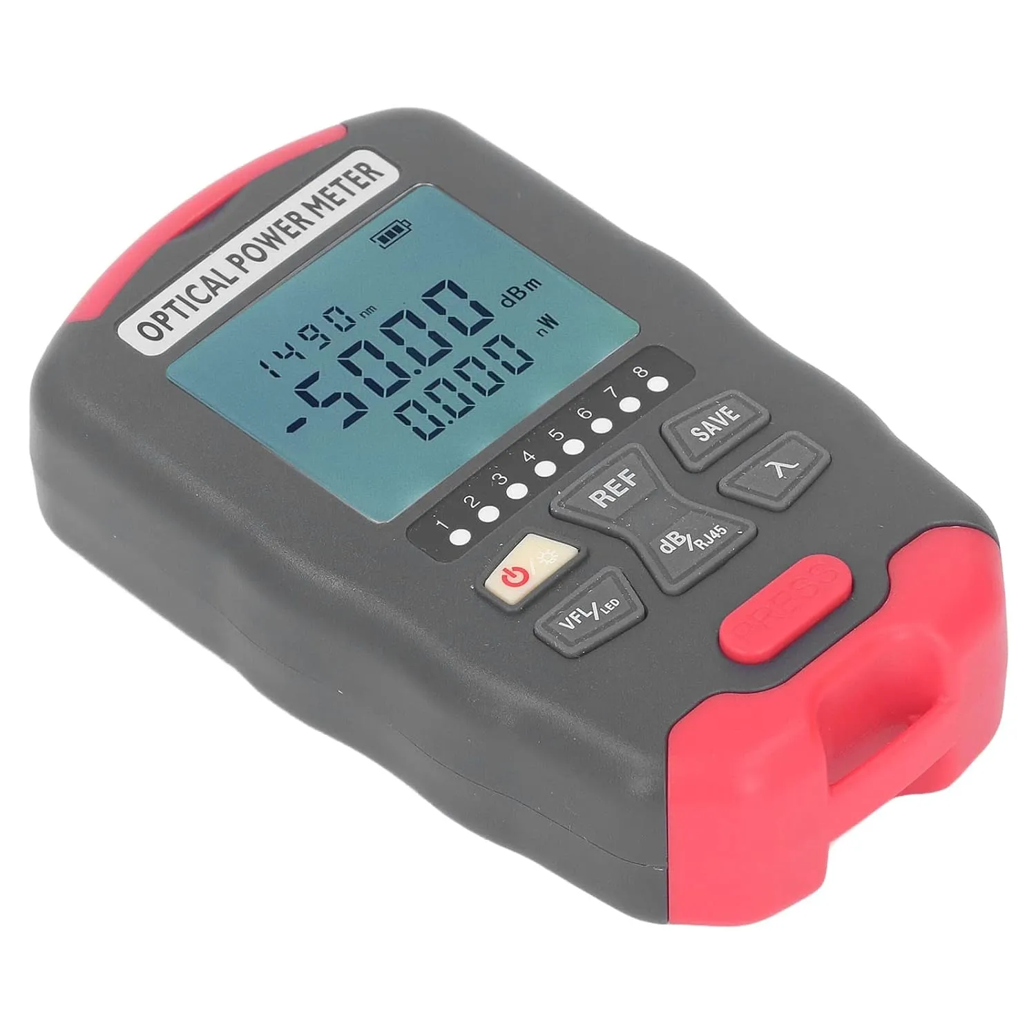 Optical Fiber Power Meter, Portable Fibre Optic Tester with LED Light, Professional Network Cable Tester for Communication Engineering, Broad Testing Capabilities, Multiple (‑70 to  10dBm)