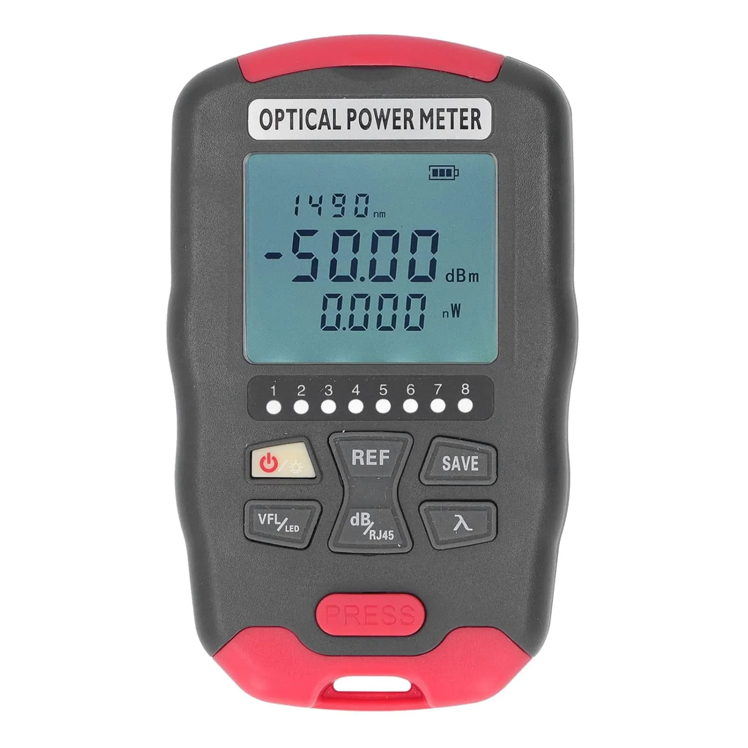 Optical Fiber Power Meter, Portable Fibre Optic Tester with LED Light, Professional Network Cable Tester for Communication Engineering, Broad Testing Capabilities, Multiple (‑70 to  10dBm)