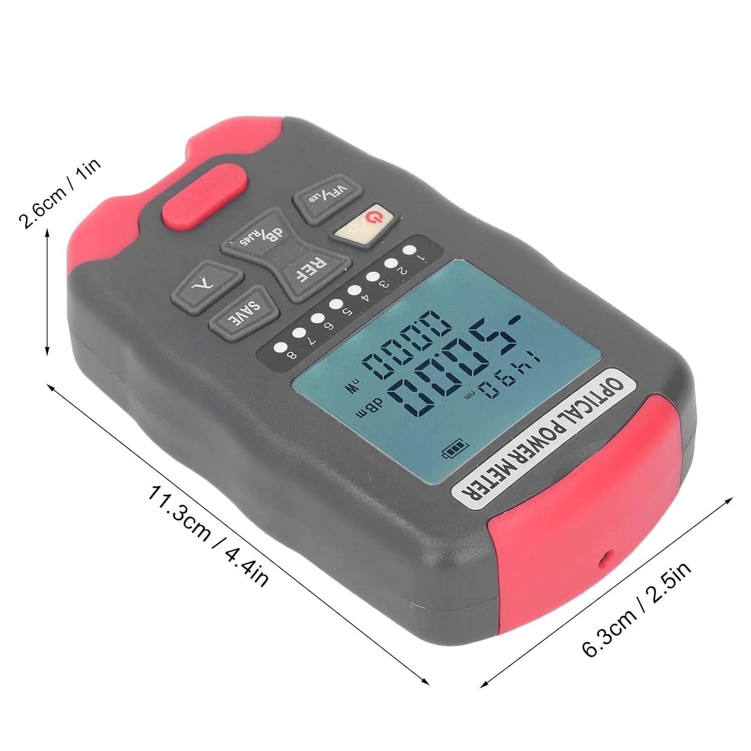 Optical Fiber Power Meter, Portable Fibre Optic Tester with LED Light, Professional Network Cable Tester for Communication Engineering, Broad Testing Capabilities, Multiple (‑70 to  10dBm)