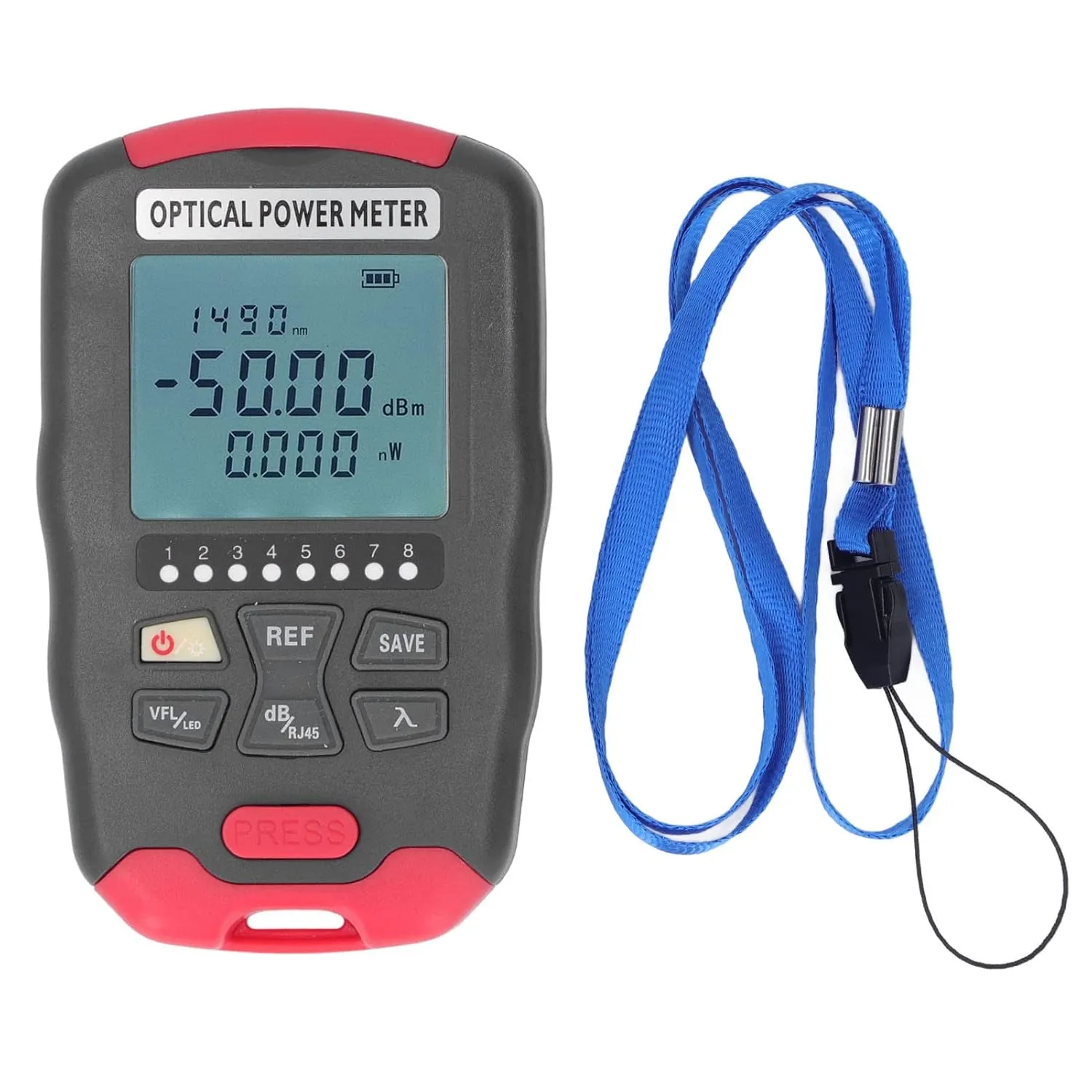 Optical Fiber Power Meter, Portable Fibre Optic Tester with LED Light, Professional Network Cable Tester for Communication Engineering, Broad Testing Capabilities, Multiple (‑70 to  10dBm)