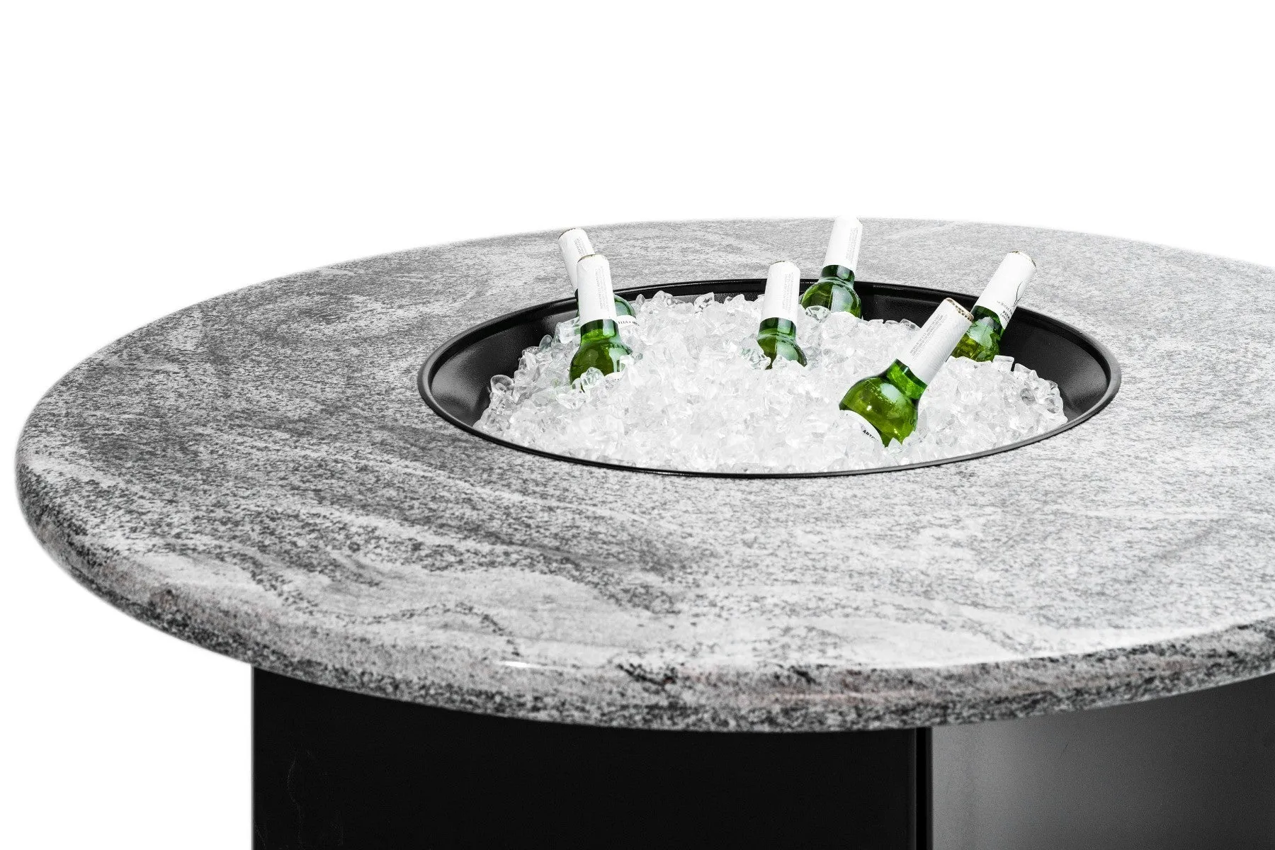 Oriflamme Gas Fire Pit Table Silver Tiger Granite