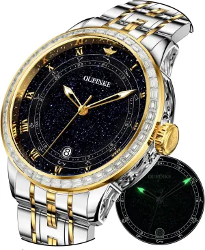 OUPINKE Automatic Watches for Men Starry Sky Luxury Mechanical Waterproof Date Luminous Sapphire Tungsten Steel Wrist Watch