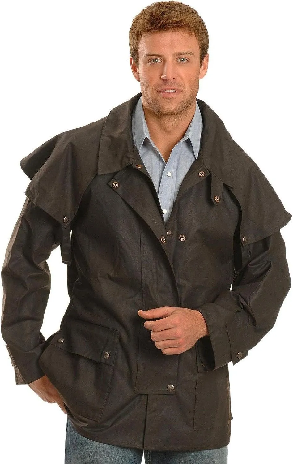 Outback Trading Company Men's 5020 Bush Ranger Waterproof Breathable Long Sleeve Oilskin Cotton Western Duster Jacket
