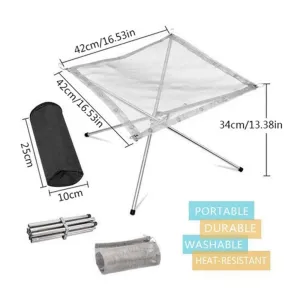 Outdoor BBQ Bonfire Rack Portable Camping Fire Pit Grill Stainless Steel Mesh Fire Pit Wood Stove Stand Foldable Fire Frame Rack