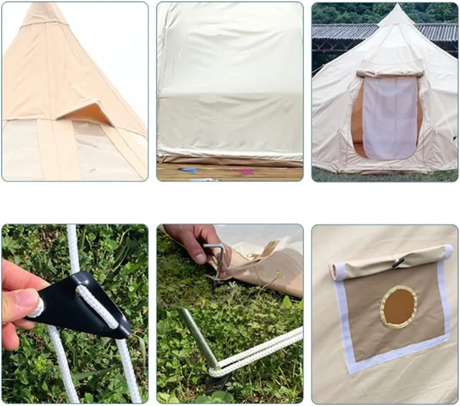 Outdoor Canvas Bell Tent 5M Canvas/900D Oxford Cloth Tent 4 Season Luxury Large Canvas Glamping Tent Yurt for Camping Hiking Party
