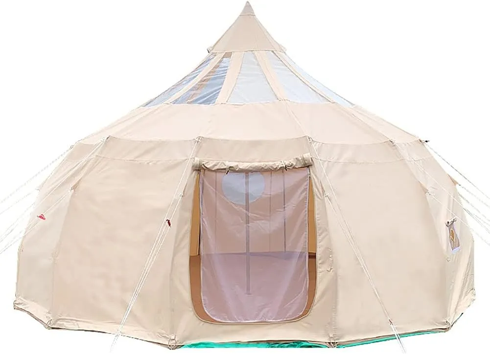 Outdoor Canvas Bell Tent 5M Canvas/900D Oxford Cloth Tent 4 Season Luxury Large Canvas Glamping Tent Yurt for Camping Hiking Party