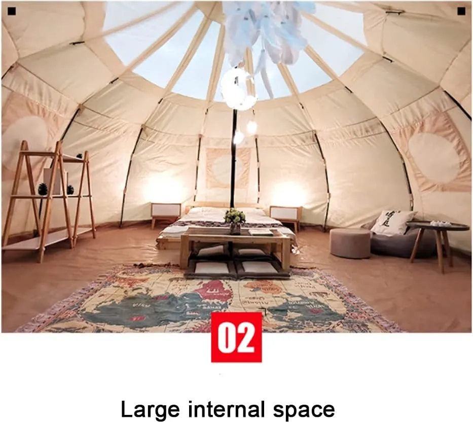 Outdoor Canvas Bell Tent 5M Canvas/900D Oxford Cloth Tent 4 Season Luxury Large Canvas Glamping Tent Yurt for Camping Hiking Party
