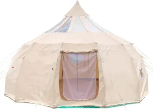 Outdoor Canvas Bell Tent 5M Canvas/900D Oxford Cloth Tent 4 Season Luxury Large Canvas Glamping Tent Yurt for Camping Hiking Party