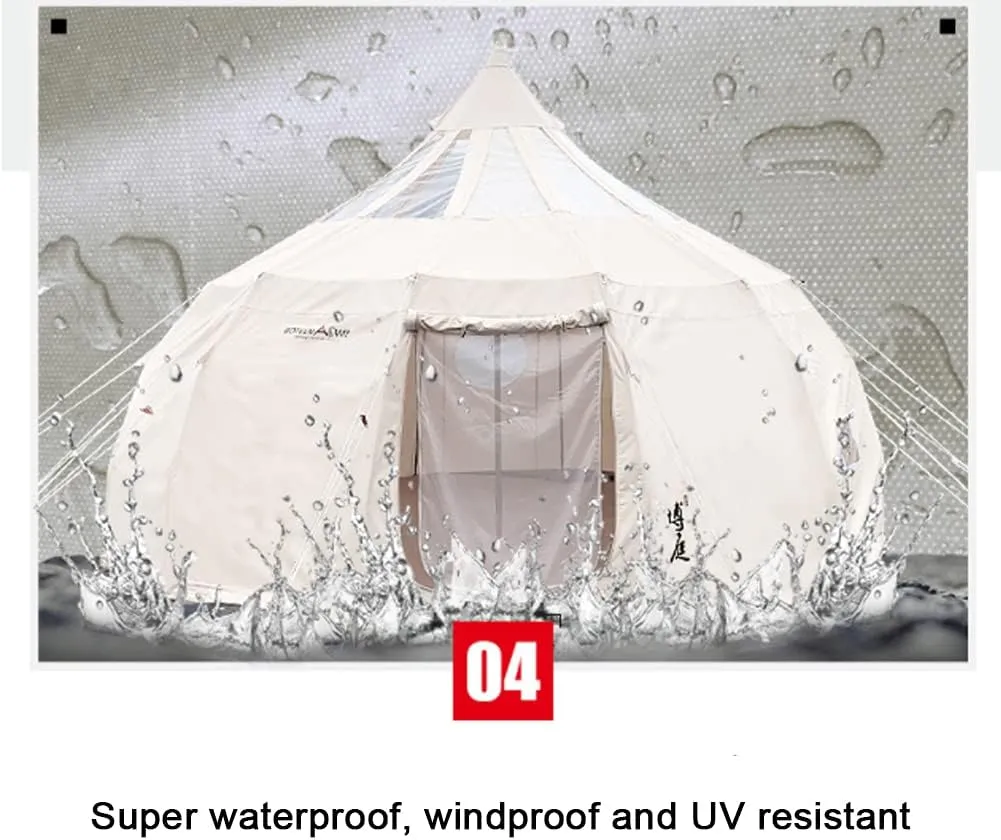 Outdoor Canvas Bell Tent 5M Canvas/900D Oxford Cloth Tent 4 Season Luxury Large Canvas Glamping Tent Yurt for Camping Hiking Party