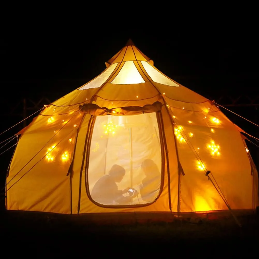 Outdoor Canvas Bell Tent 5M Canvas/900D Oxford Cloth Tent 4 Season Luxury Large Canvas Glamping Tent Yurt for Camping Hiking Party