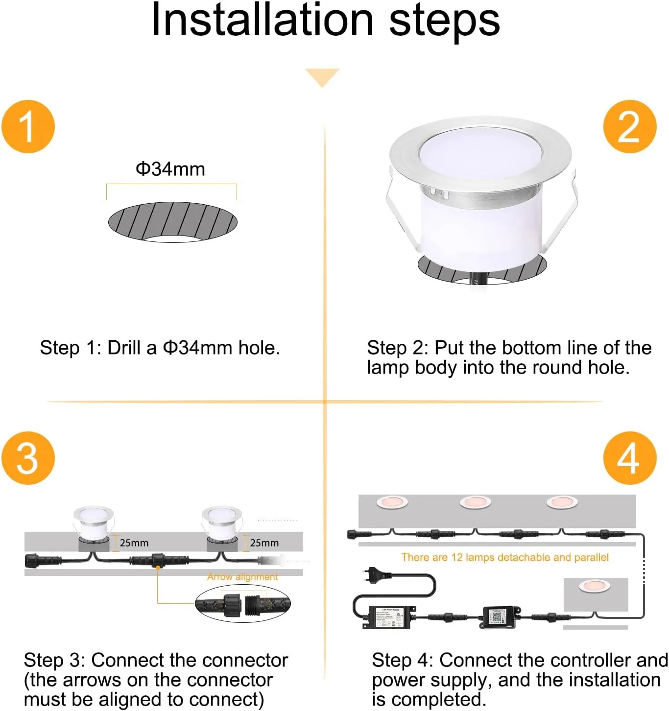 Outdoor Deck Lights Kit, 10 Pack 1.77" WiFi Recessed LED RGB Step Lights Low Voltage IP67 Waterproof Landscape Lighting for Deck, Stair, Railing, Soffit, Compatible with Alexa & Google Assistant