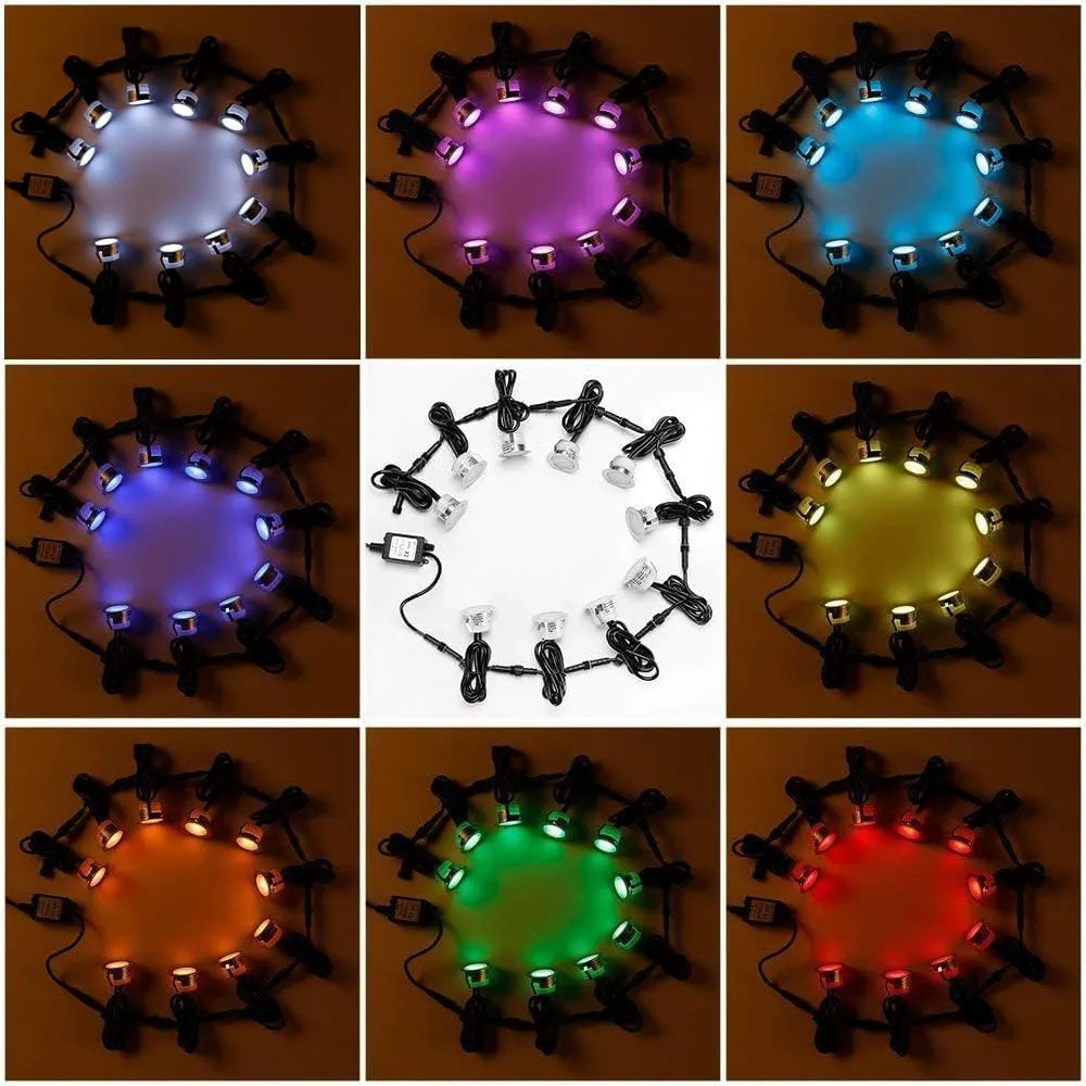 Outdoor Deck Lights Kit, 10 Pack 1.77" WiFi Recessed LED RGB Step Lights Low Voltage IP67 Waterproof Landscape Lighting for Deck, Stair, Railing, Soffit, Compatible with Alexa & Google Assistant