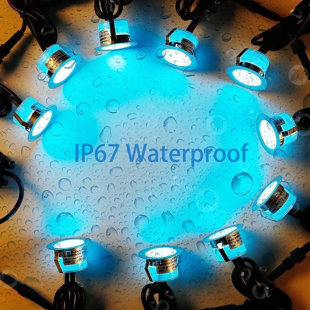 Outdoor Deck Lights Kit, 10 Pack 1.77" WiFi Recessed LED RGB Step Lights Low Voltage IP67 Waterproof Landscape Lighting for Deck, Stair, Railing, Soffit, Compatible with Alexa & Google Assistant
