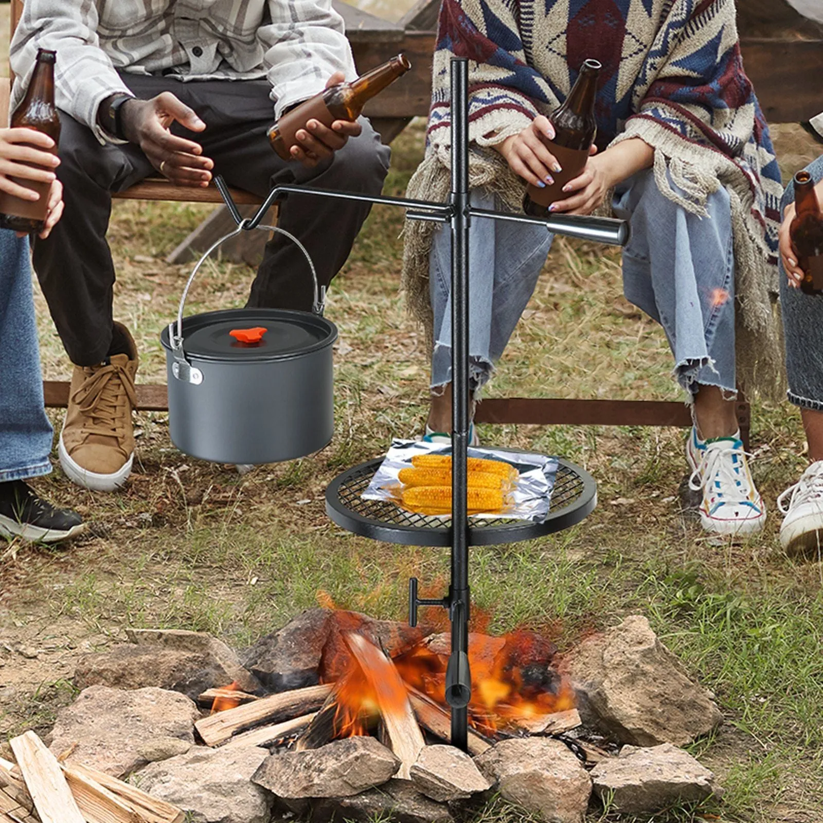 Outdoor Fire 360° Duty Portable Adjustable Direct shipping Fire for Pit Grill Steel Campfire Pits, Grill, Swivel BBQ Racks Grates, Open Equipment, Fire Cooking Outdoor Fire Camping VEVOR Heavy over Camp Grate Massive discount Grill
