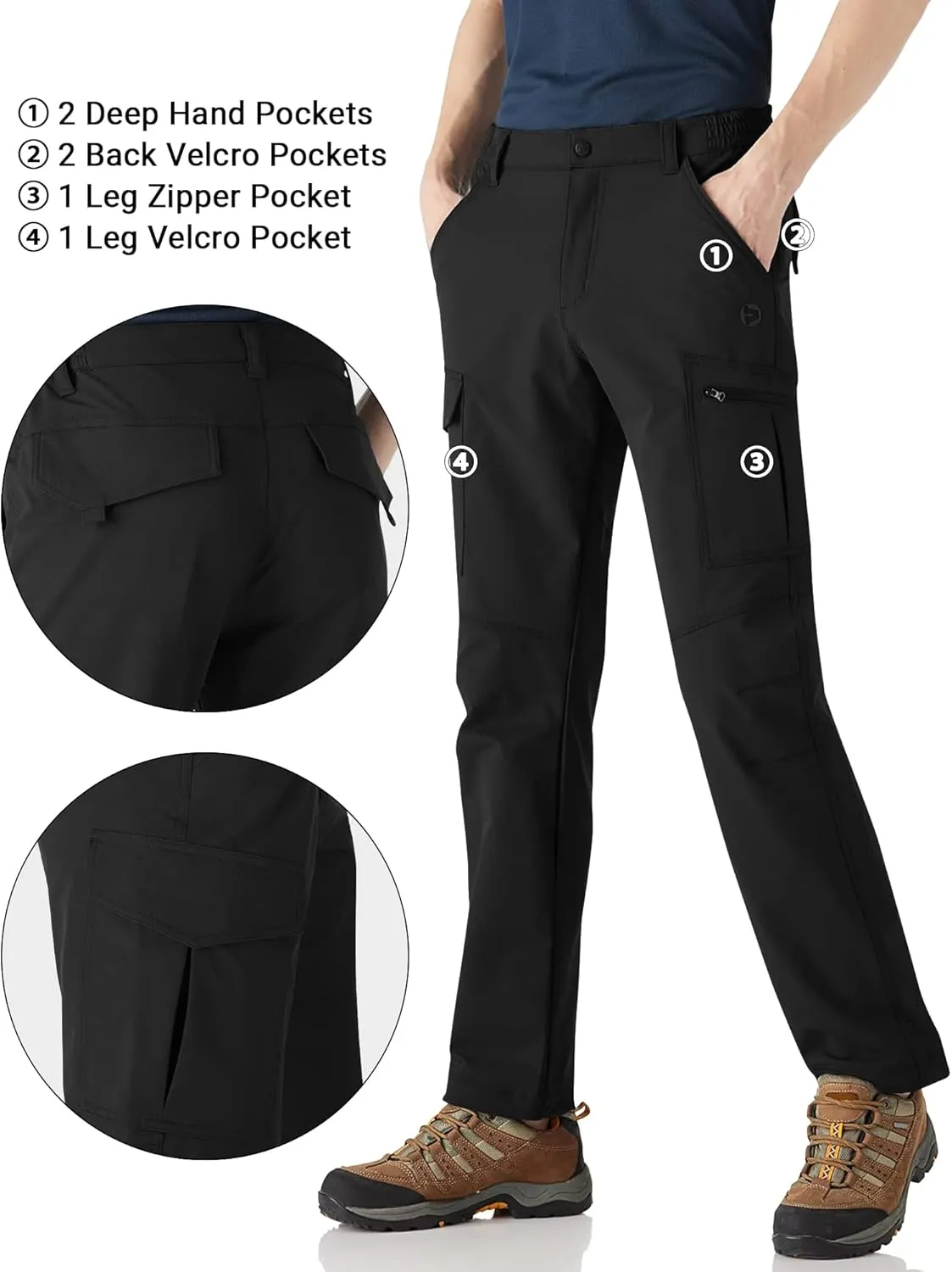 Outdoor Ventures Men's Hiking Pants Lightweight Water Resistant Cargo Work Pants Ripstop Outdoor Pants for Tactical Travel