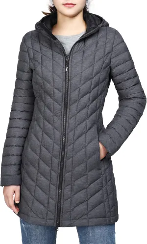 Outdoor Ventures Women's Maryan Hooded Ultra Lightweight Warm Thermolite Long Puffer Coat