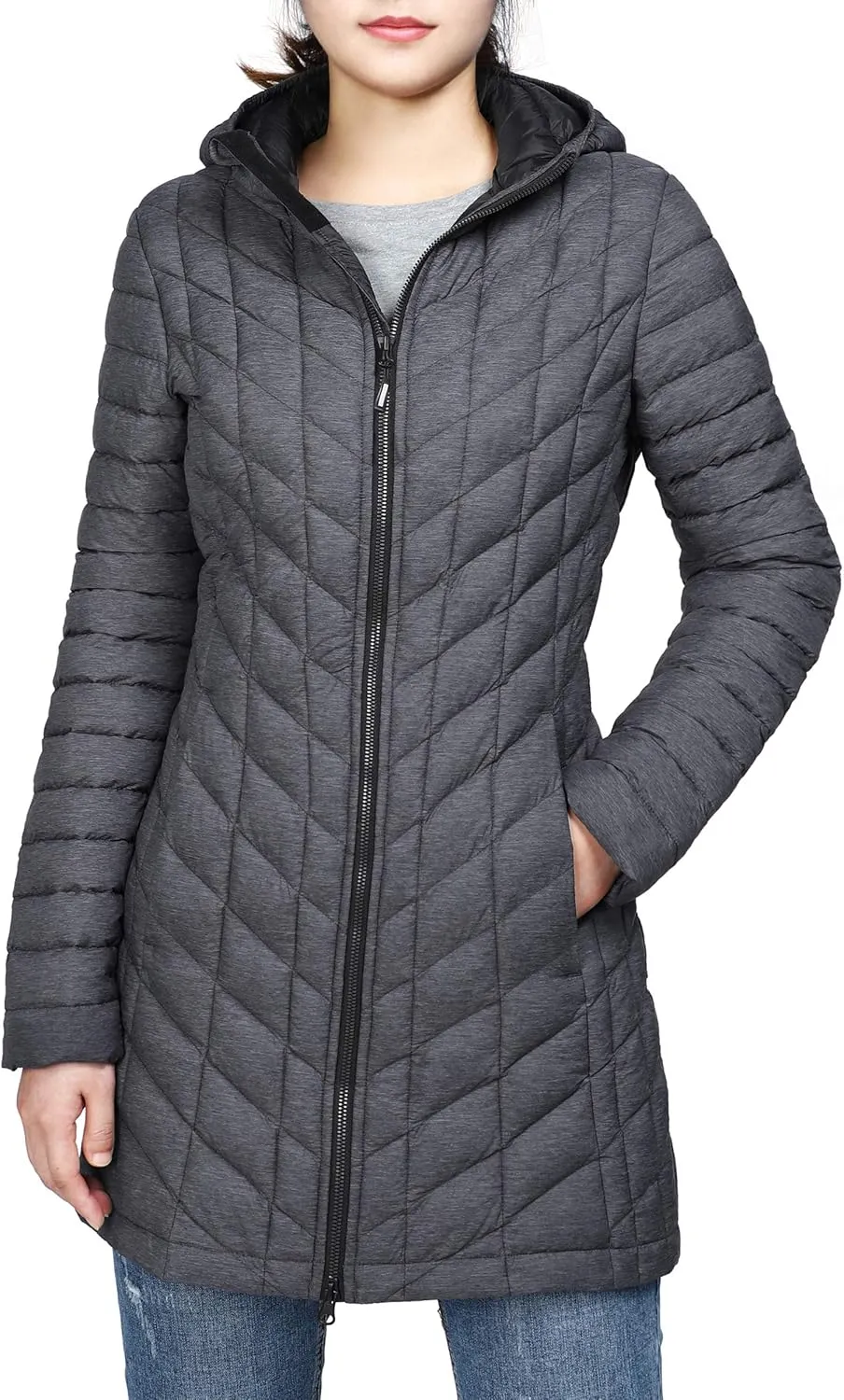 Outdoor Ventures Women's Maryan Hooded Ultra Lightweight Warm Thermolite Long Puffer Coat