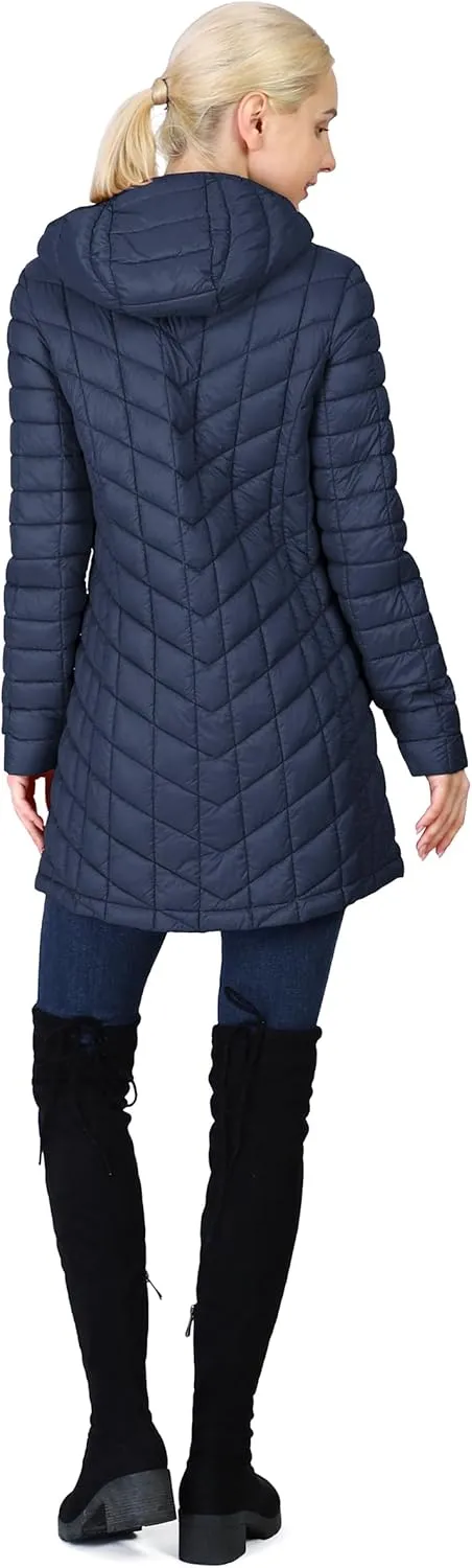 Outdoor Ventures Women's Maryan Hooded Ultra Lightweight Warm Thermolite Long Puffer Coat