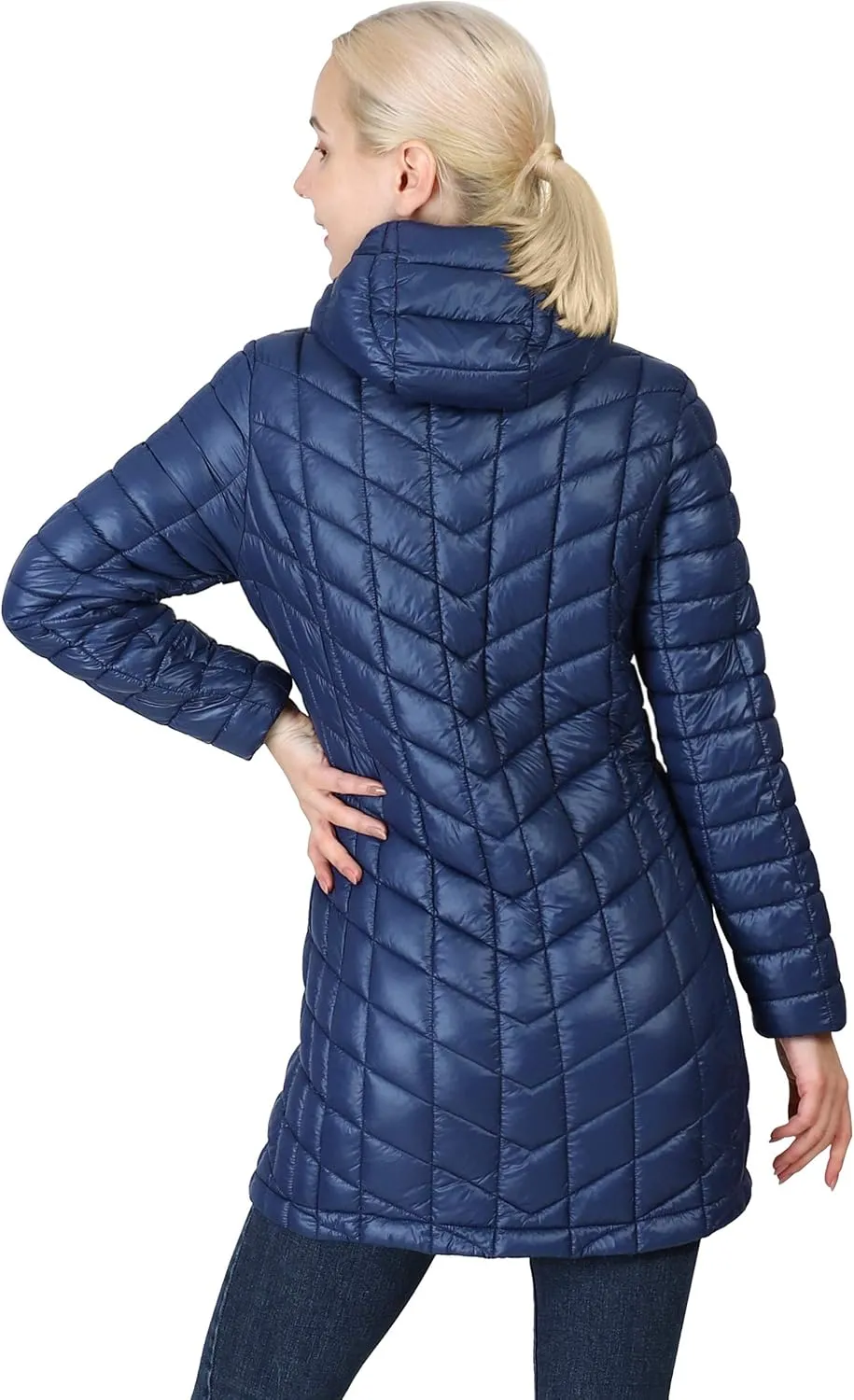 Outdoor Ventures Women's Maryan Hooded Ultra Lightweight Warm Thermolite Long Puffer Coat