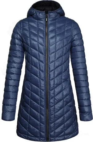 Outdoor Ventures Women's Maryan Hooded Ultra Lightweight Warm Thermolite Long Puffer Coat