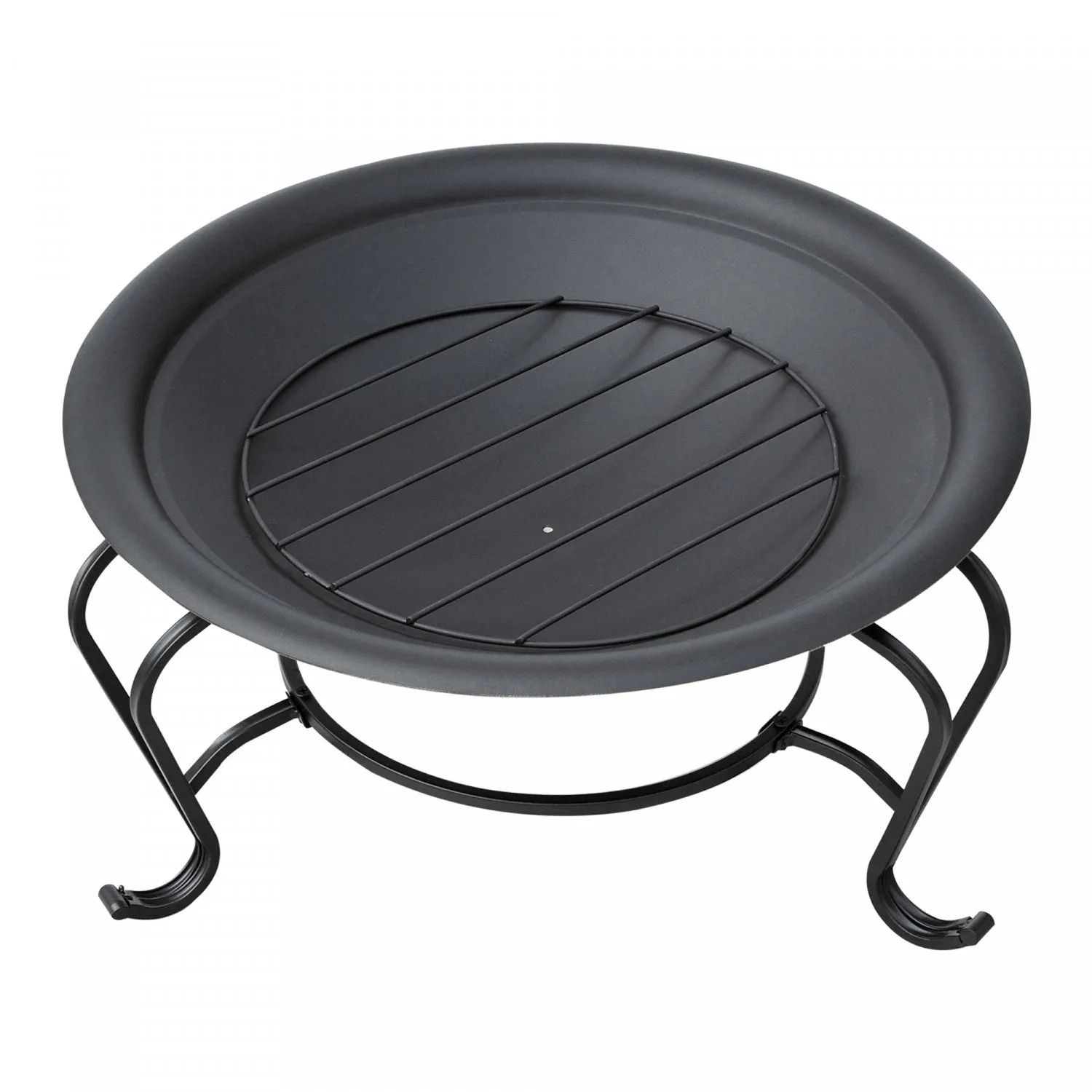 Outsunny 22" Round Firepit Patio Fireplace Garden Heater Portable Wood Burning Porch With Poker And |Outsunny 22" Foyer Rond Patio Cheminee Chauffe-jardin Porche A Bois Portable Avec Tisonnier Et Pare-