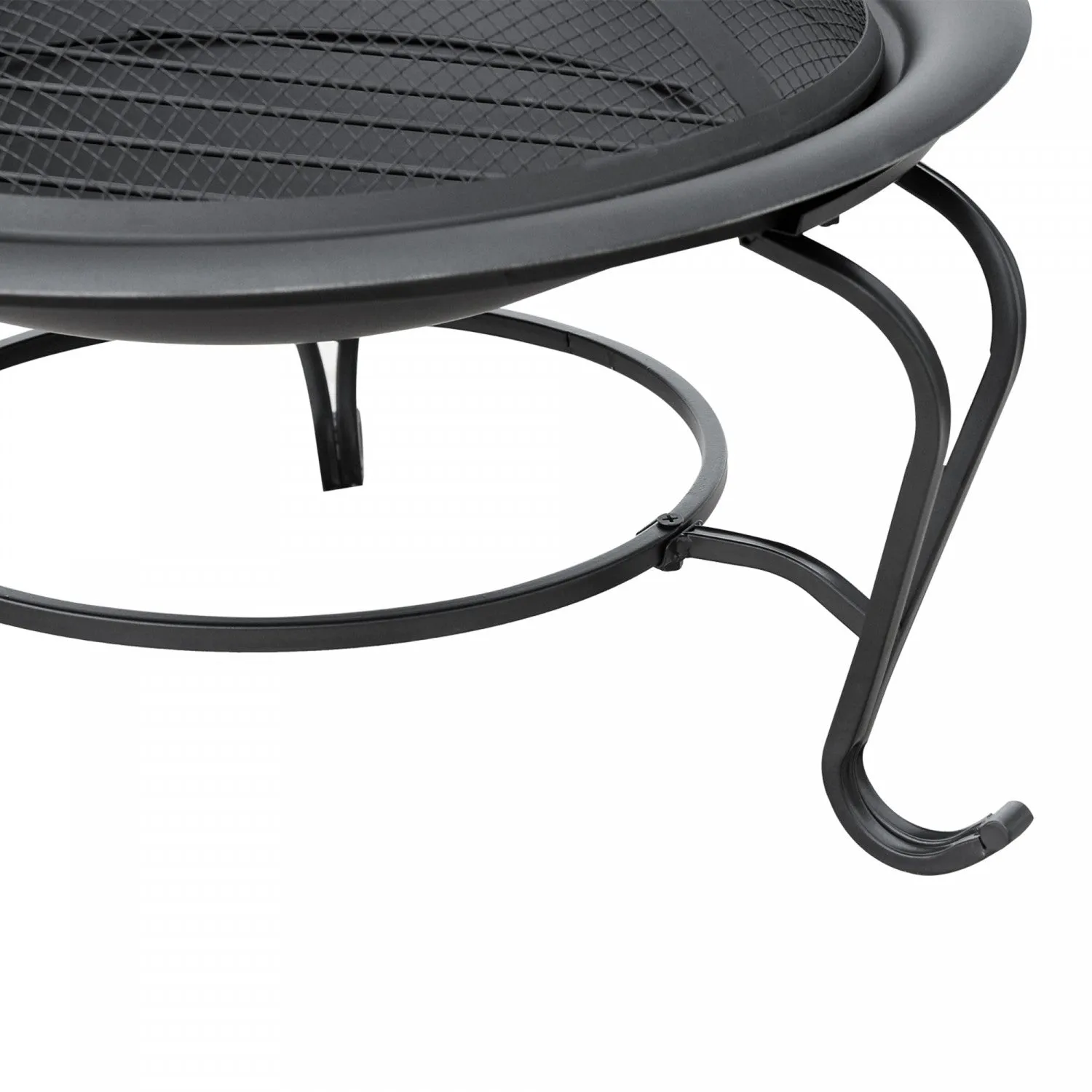 Outsunny 22" Round Firepit Patio Fireplace Garden Heater Portable Wood Burning Porch With Poker And |Outsunny 22" Foyer Rond Patio Cheminee Chauffe-jardin Porche A Bois Portable Avec Tisonnier Et Pare-
