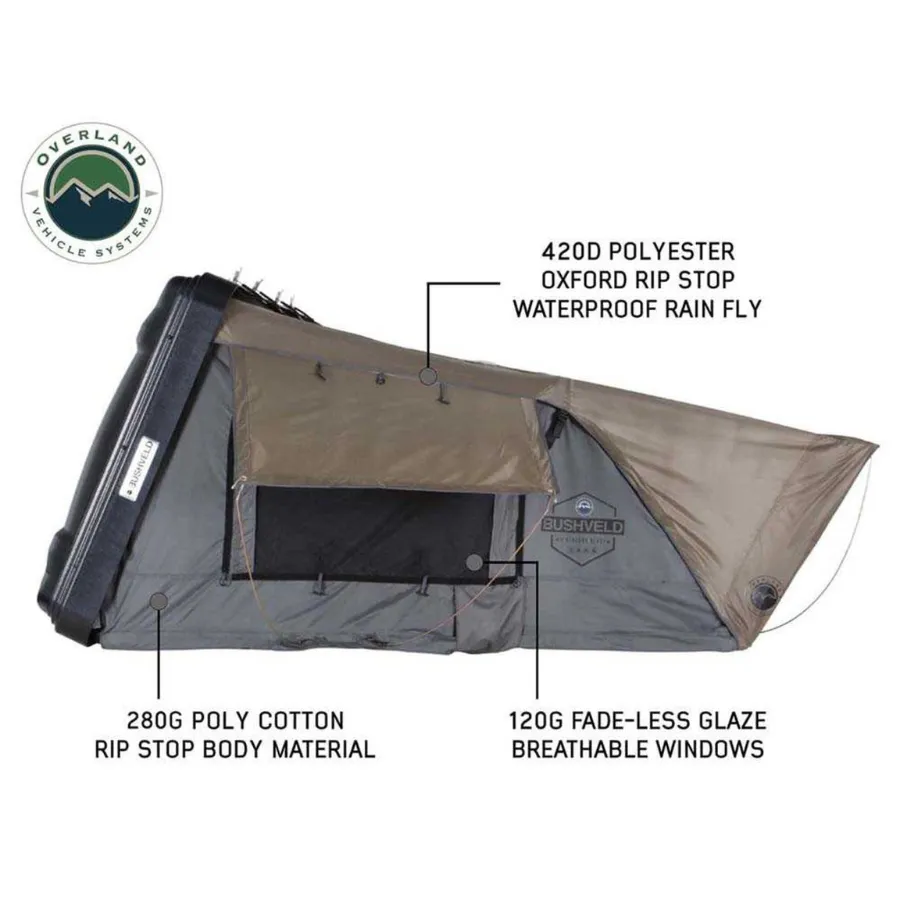 OVS HD Bushveld Cantilever Hard Shell Roof Top Tent Grey Body & Tan Rainfly